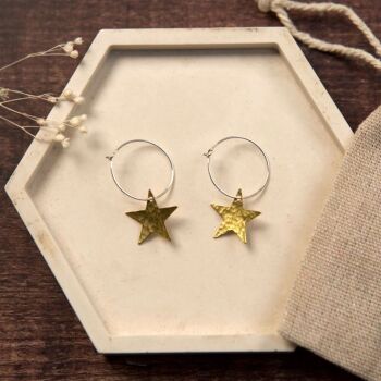Small Brass Star Earrings