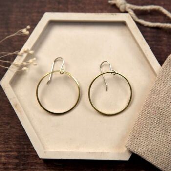 Small Brass Wire Circle Earrings