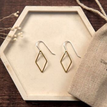 Small Brass Wire Diamond Earrings