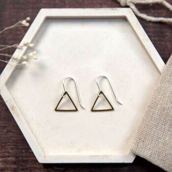Small Brass Wire Triangle Earrings