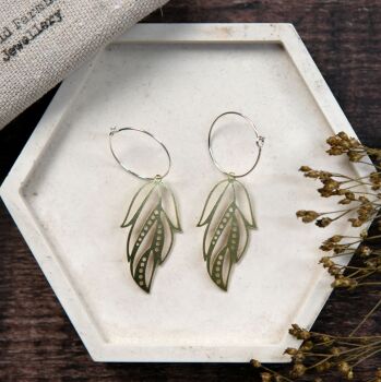 Large Cutout Feather Brass Earrings