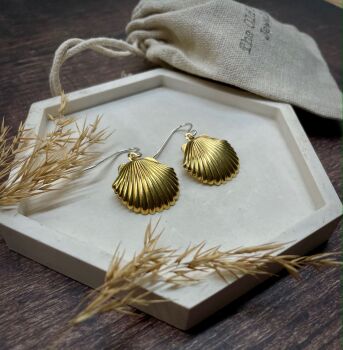Large Brass Seashell Earrings
