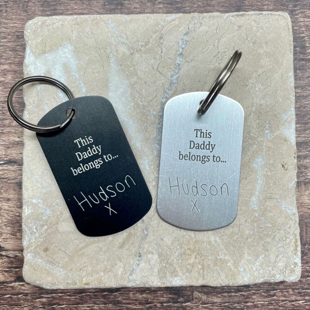 'This Daddy Belongs To' personalised keyring