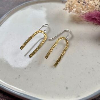 Medium Brass Long Arch Hook Earrings
