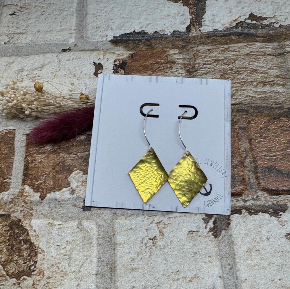 Large Brass Diamond Earrings