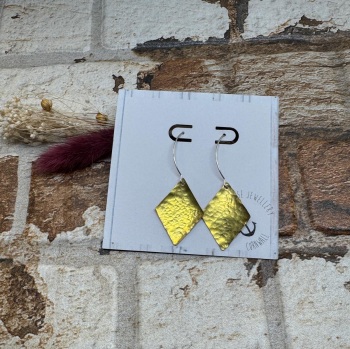 Large Brass Diamond Earrings