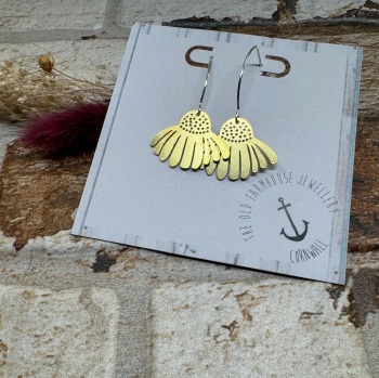 Large Brass Daisy Earrings