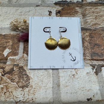 Large Brass Seashell Earrings
