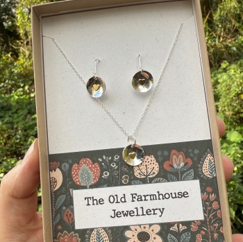 Gift Set - Sterling Silver and Gold filled Heart Disc Necklace