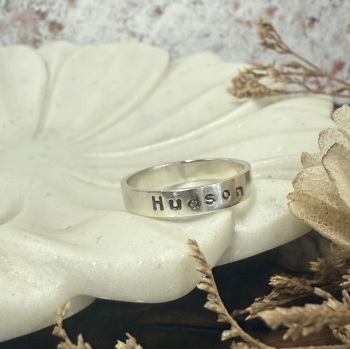 Hand-Stamped 4mm Stacking Ring – Personalised Sterling Silver