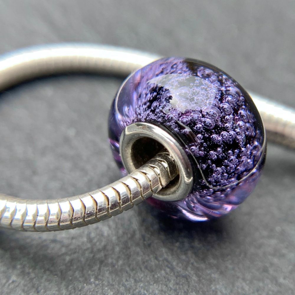 Lavender 'Carbonated' Silver Core Charm Bead