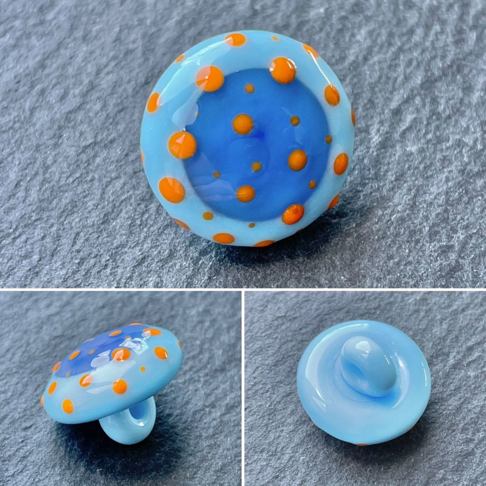 'Blue & Orange' Spotty Button