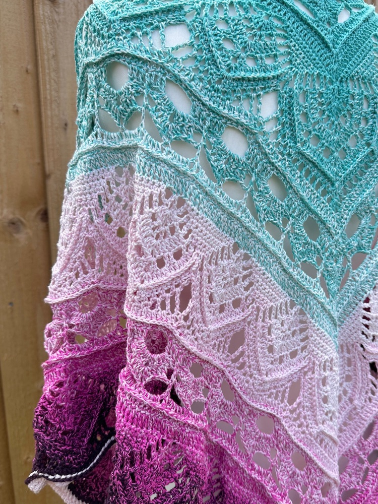 Crochet Shawl - Teal & Pink