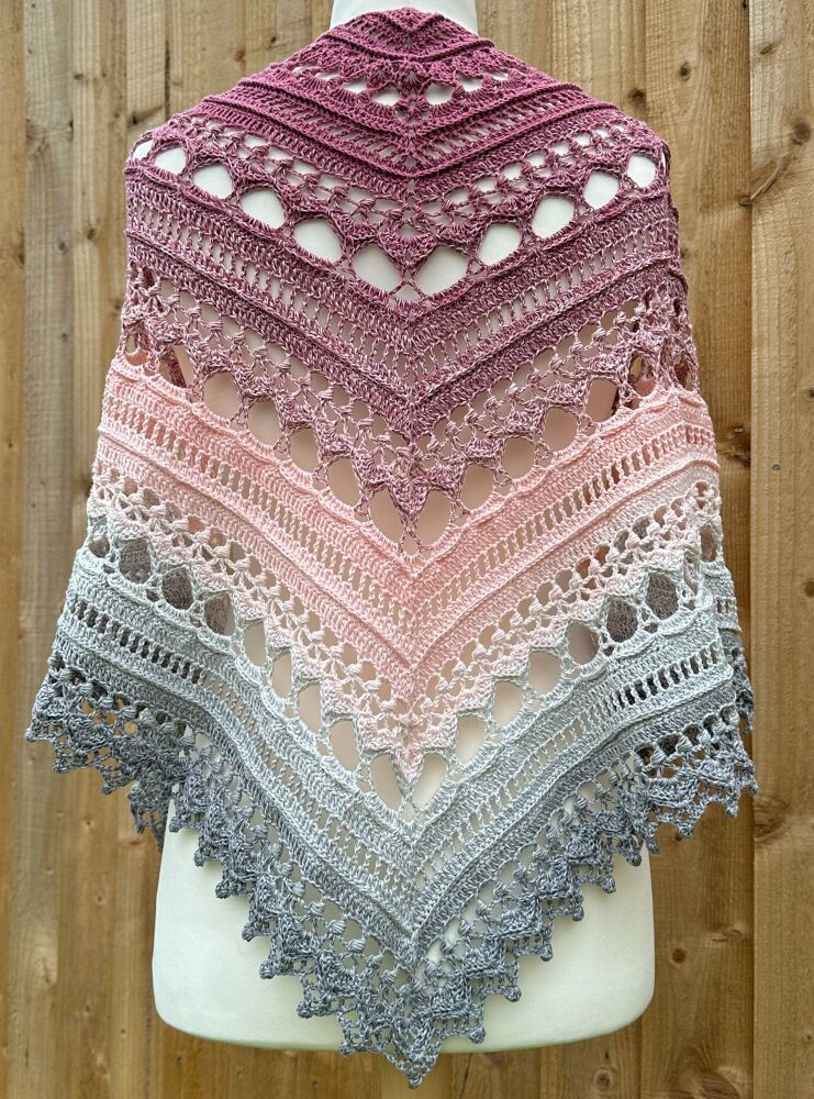 Crochet Shawl - Pink & Grey