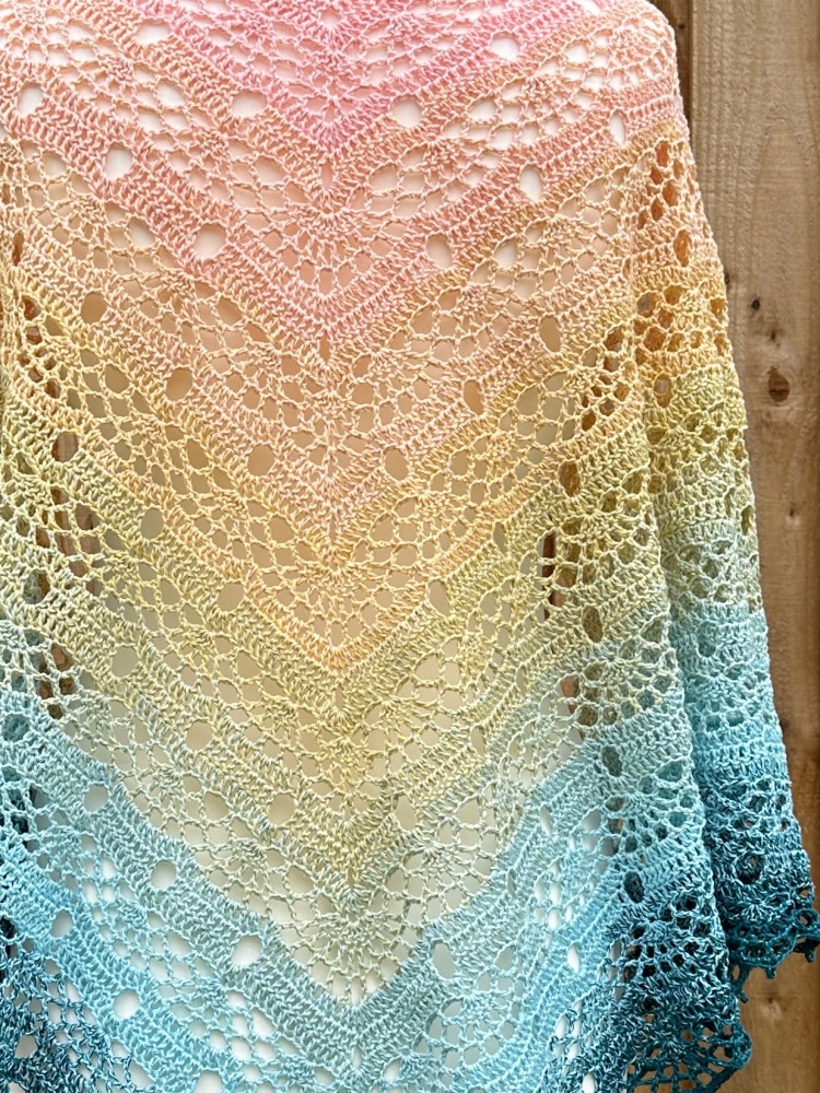 Crochet Shawl - Pastel Rainbow Sparkle