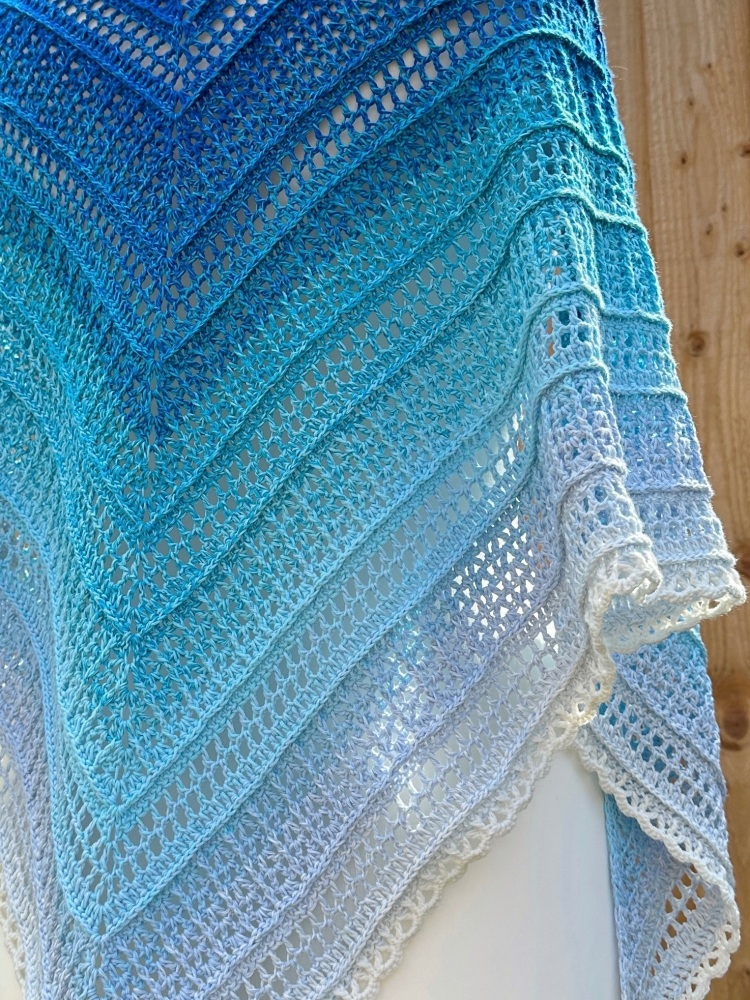 Crochet Shawl - Blue & White