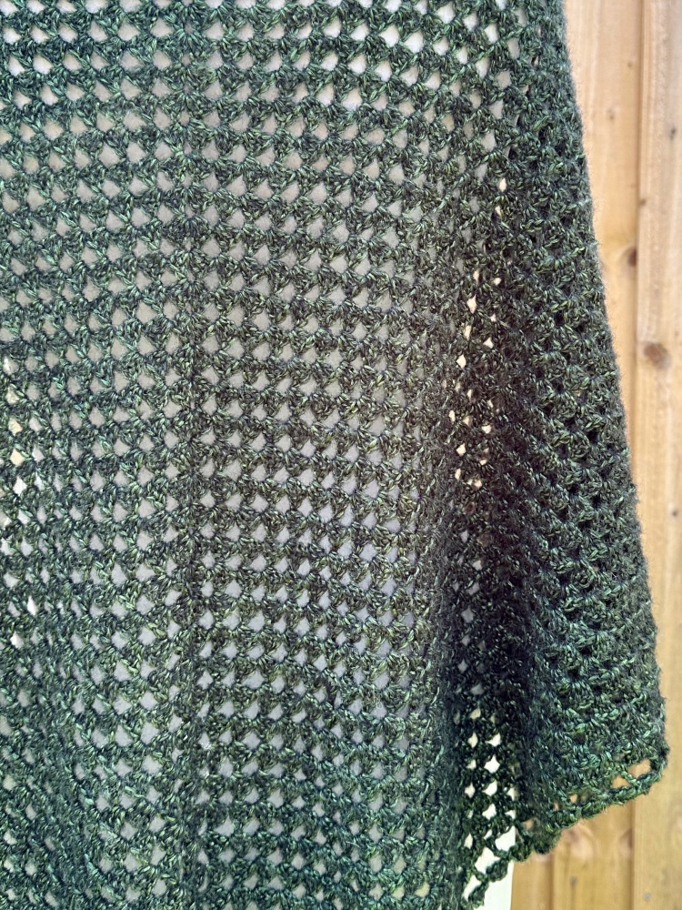 Crochet Shawl - Metallic Dark Green
