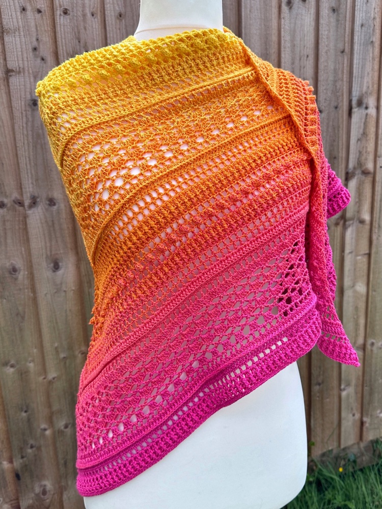 Crochet Shawl - Yellow, Orange & Fuchsia