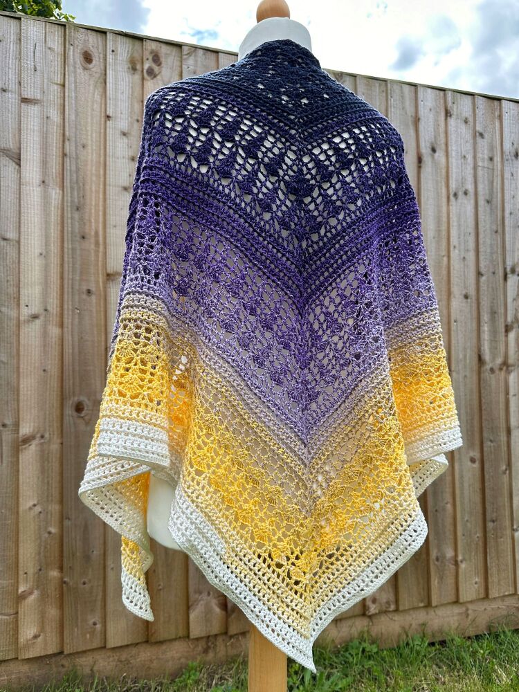 Crochet Shawl - Purple & Yellow