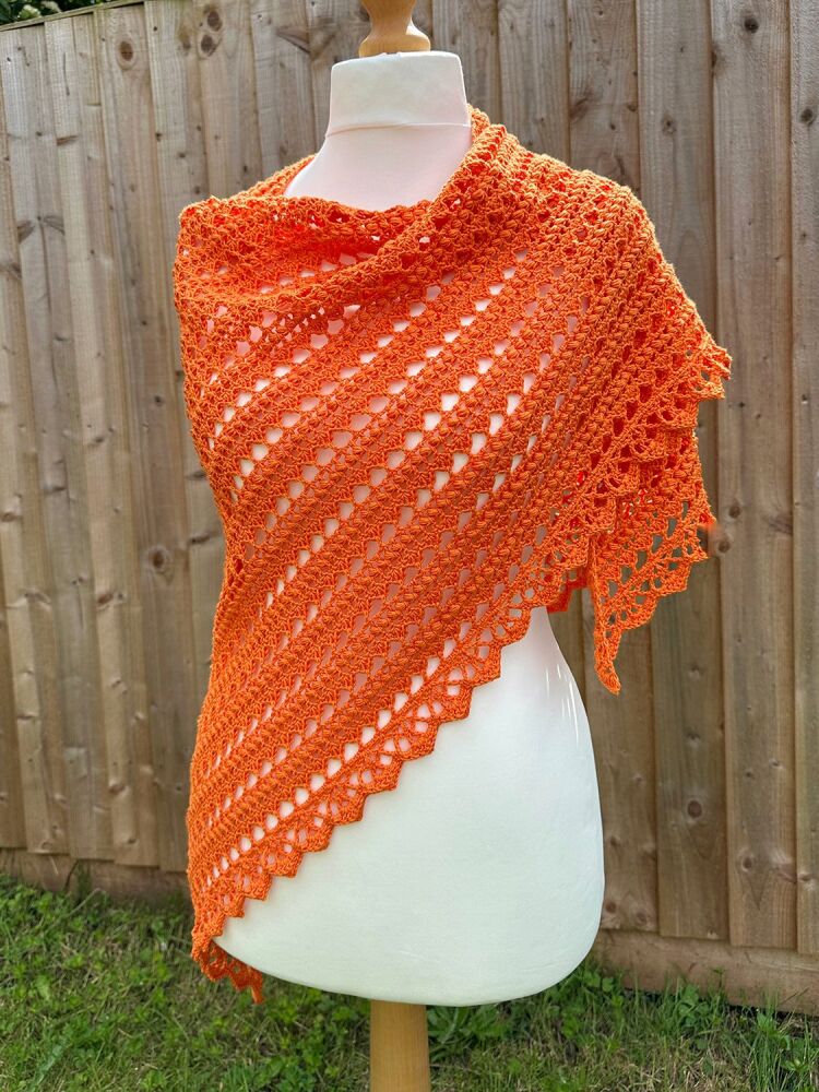 Crochet Shawl - Orange