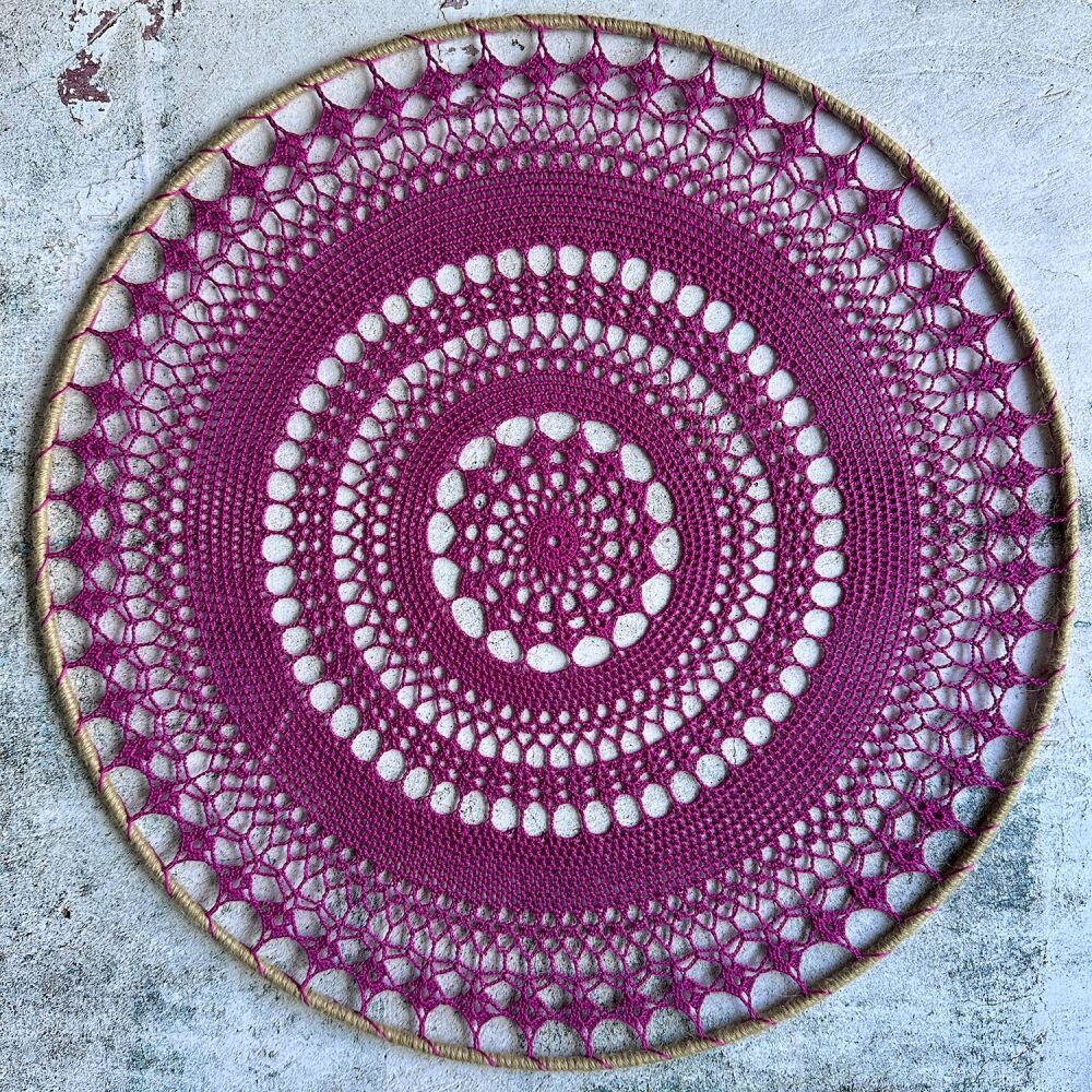Crochet Mandala (50cm) - Deep Magenta
