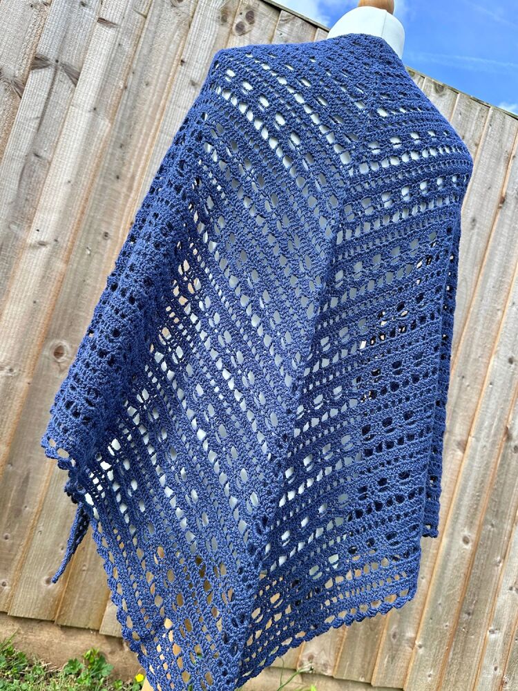 Crochet Shawl - Indigo Blue