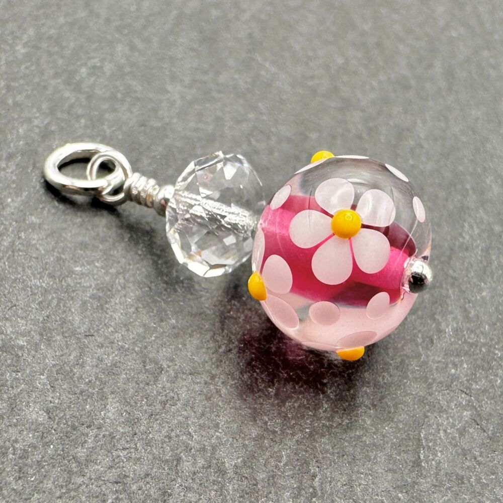 'Ruby Pink' Ditsybead Pendant