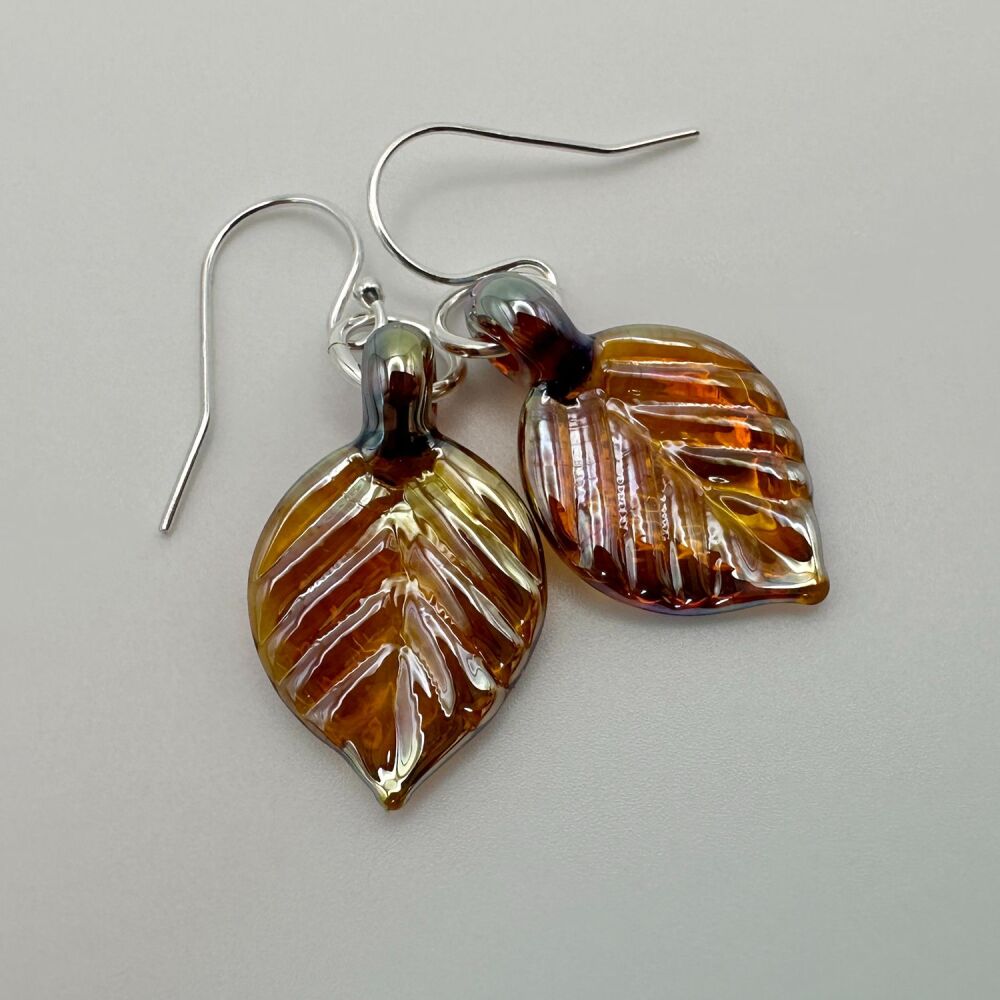 Leaf Earrings - Dark Golden Gleam
