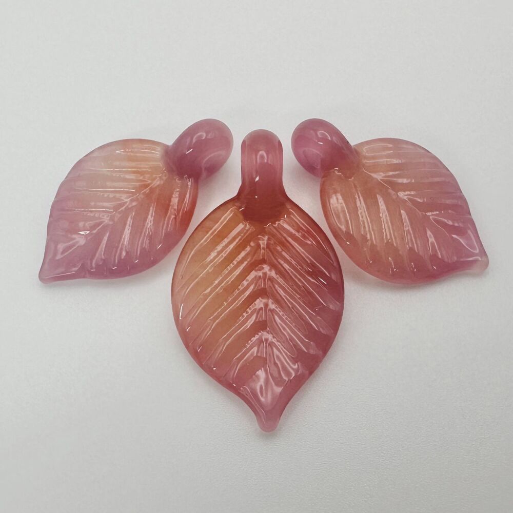 Leaf Bead Trio - Flamingo Pink