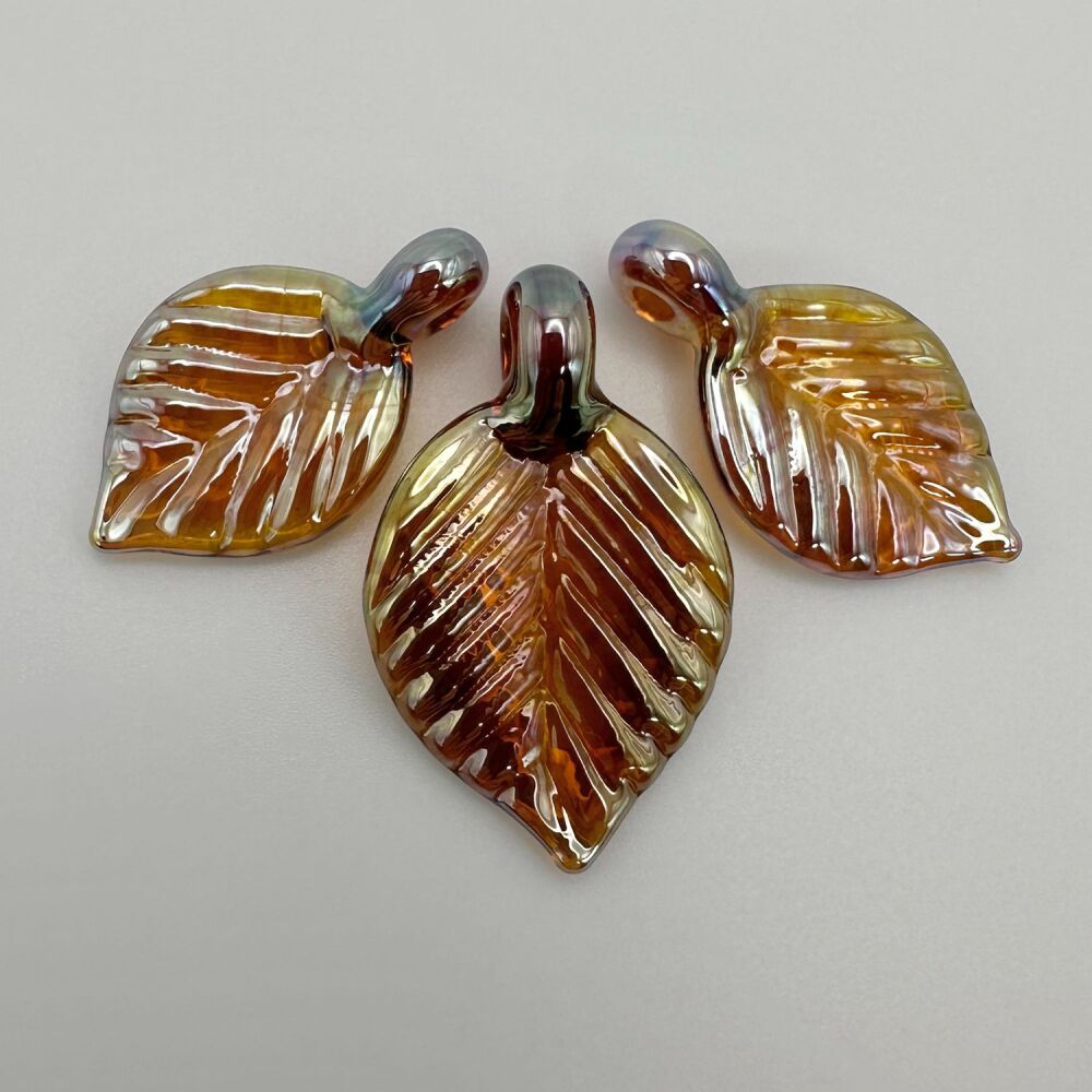 Leaf Bead Trio - Dark Golden Gleam