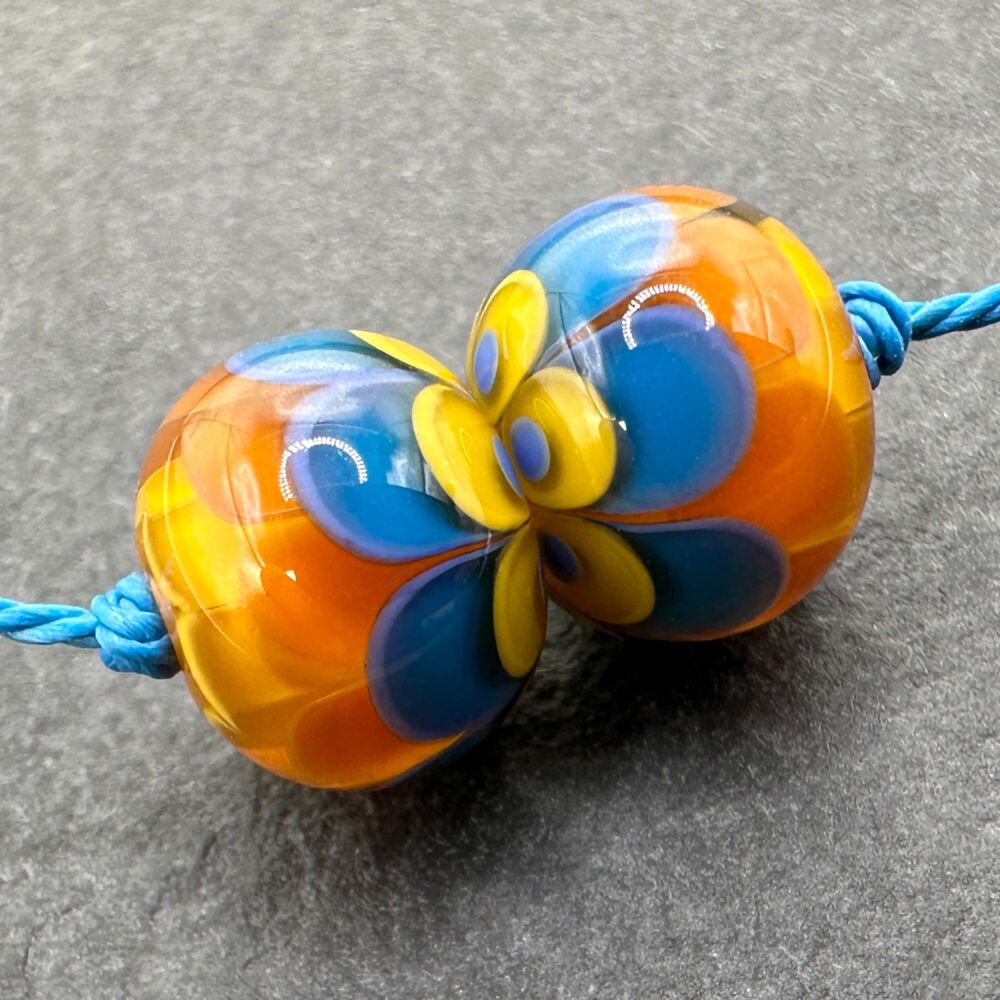 'Petals' Pair - Yellow, Orange & Blue