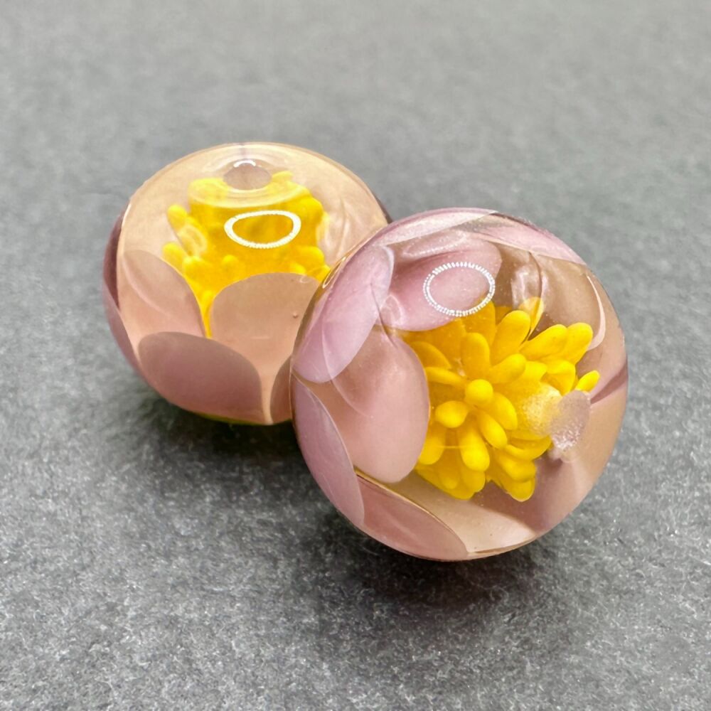 'Petalplosion' Pair - Pale Plum, Yellow & Green