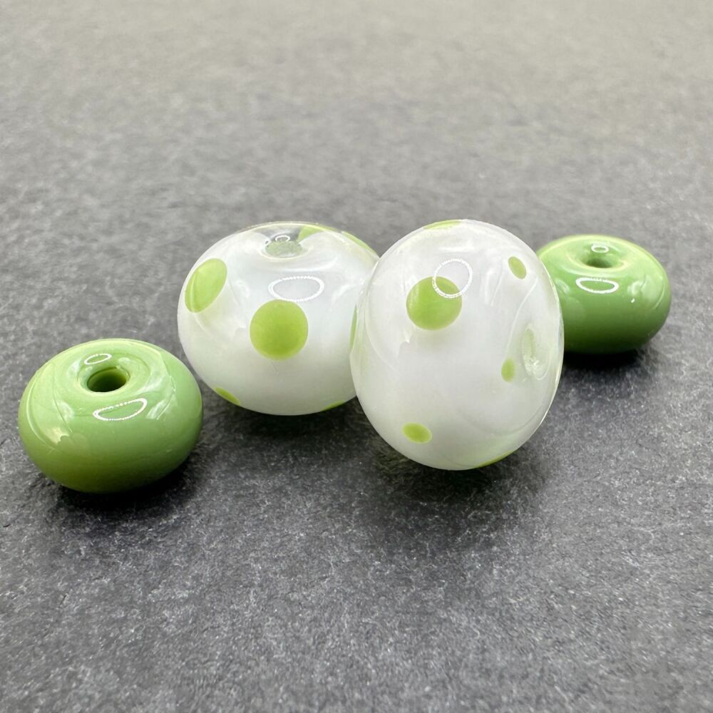 Spotties Pair - White & Green