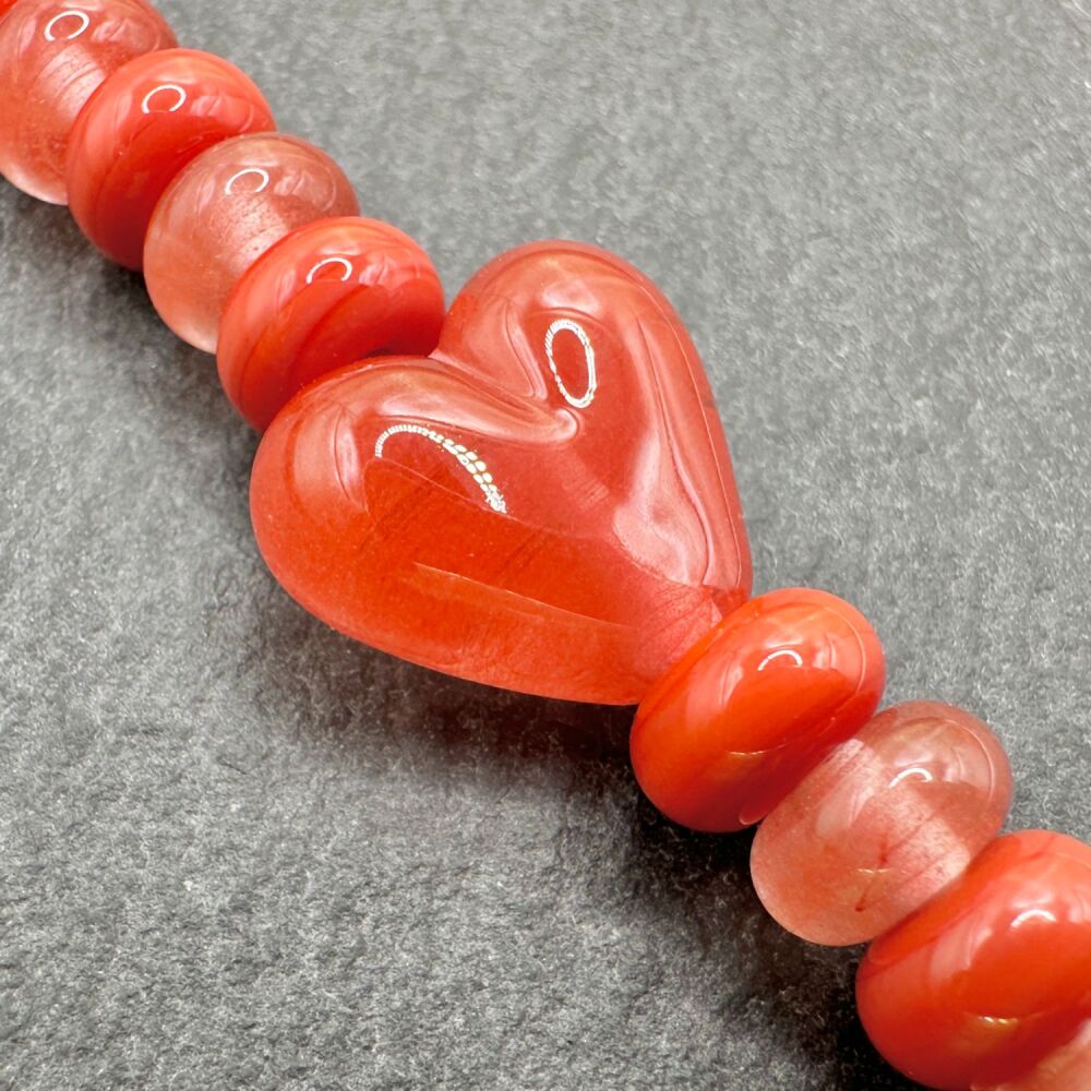 Heart & Spacers - Coral Red