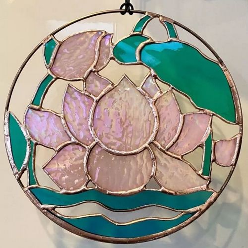 Stained glass lotus flower hoop