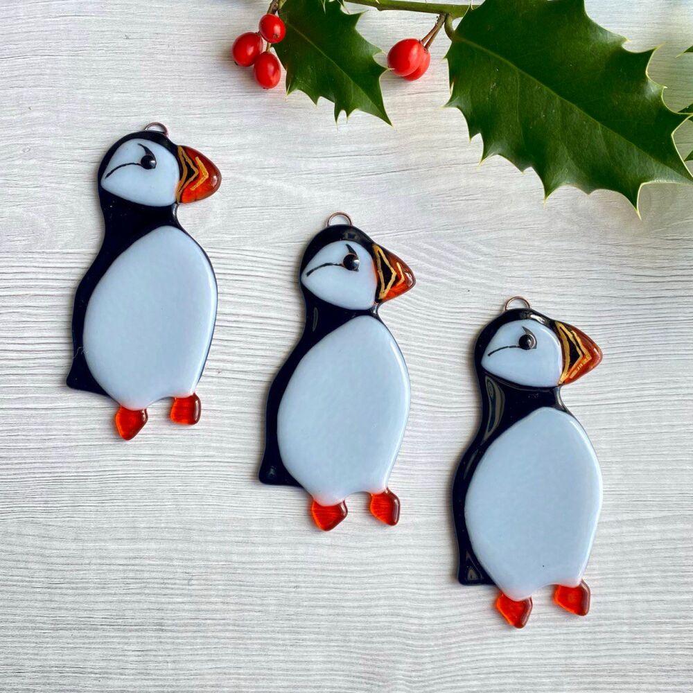 Fused glass Puffin