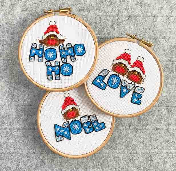 Christmas Robins - Noel - Ho Ho Ho & Love