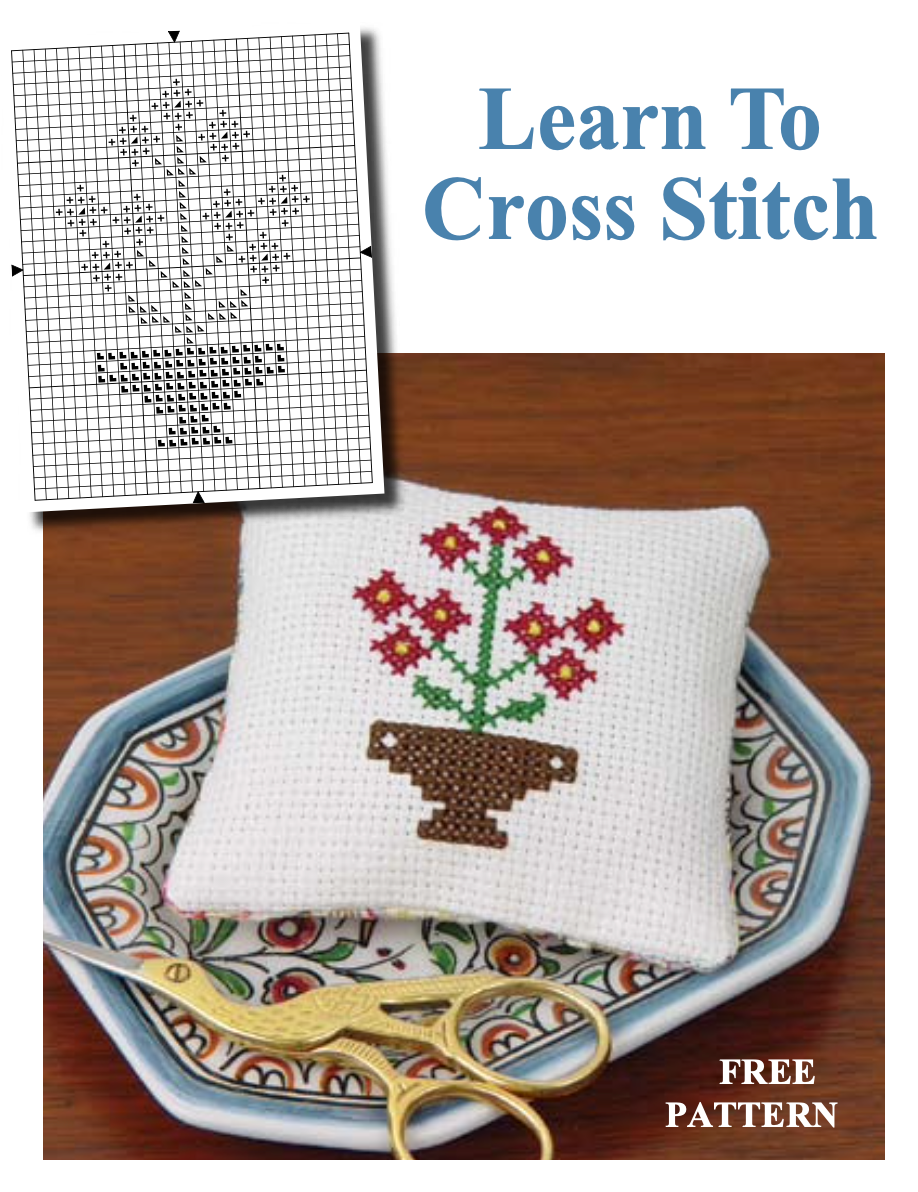 Free 'Learn how to cross stitch' worksheet and pattern