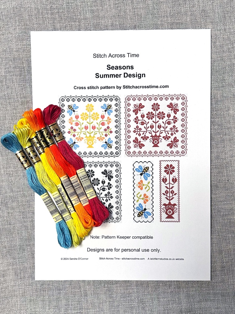 Seasons Summer Design. A ‘Stitch Across Time’ cross stitch pattern - chart is Pattern keeper compatible - instant download pdf file