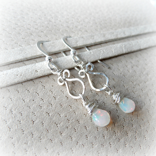 Opal Scroll Earrings