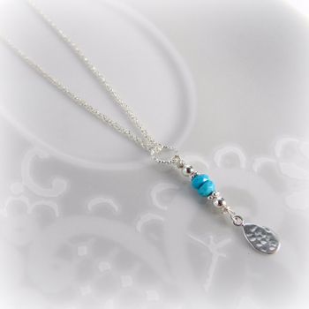 16SSTHTN Turquoise Hammered Tear Necklace 1_1000px