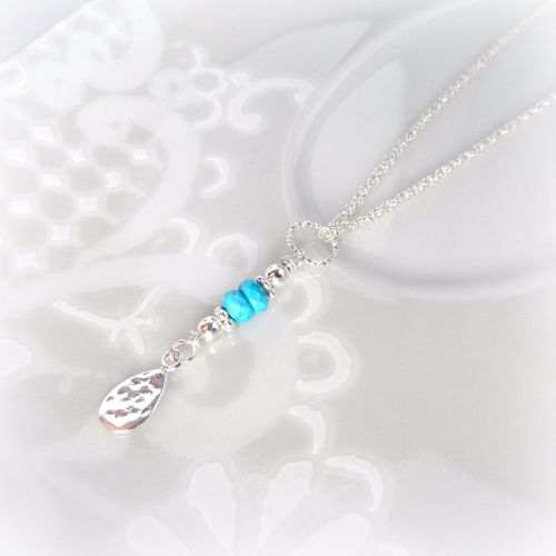 Turquoise Hammered Tear Necklace