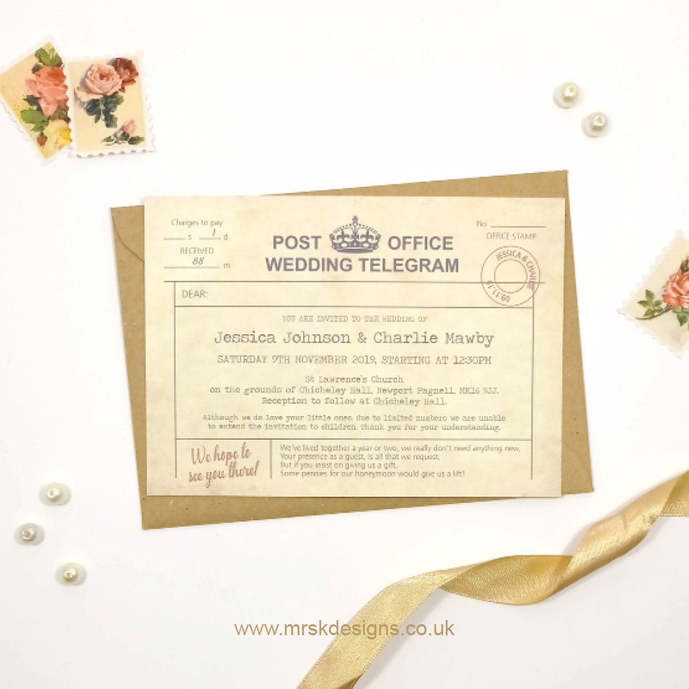 Vintage Telegram Wedding Invitation