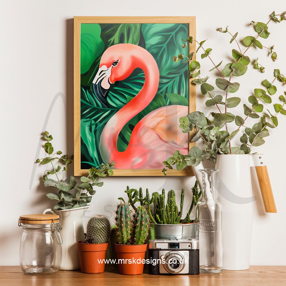 Mrs K Designs_Flamingo Print Framed
