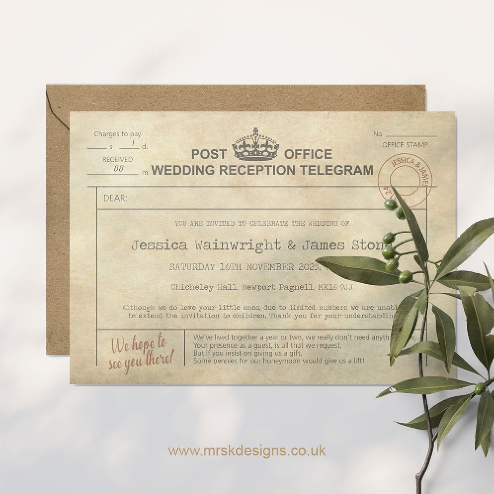 Mrs K Jessica Reception Invite