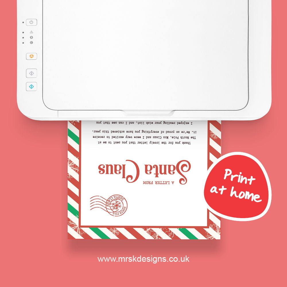 Mrs K Letter from Santa Not Personalised Print at Home