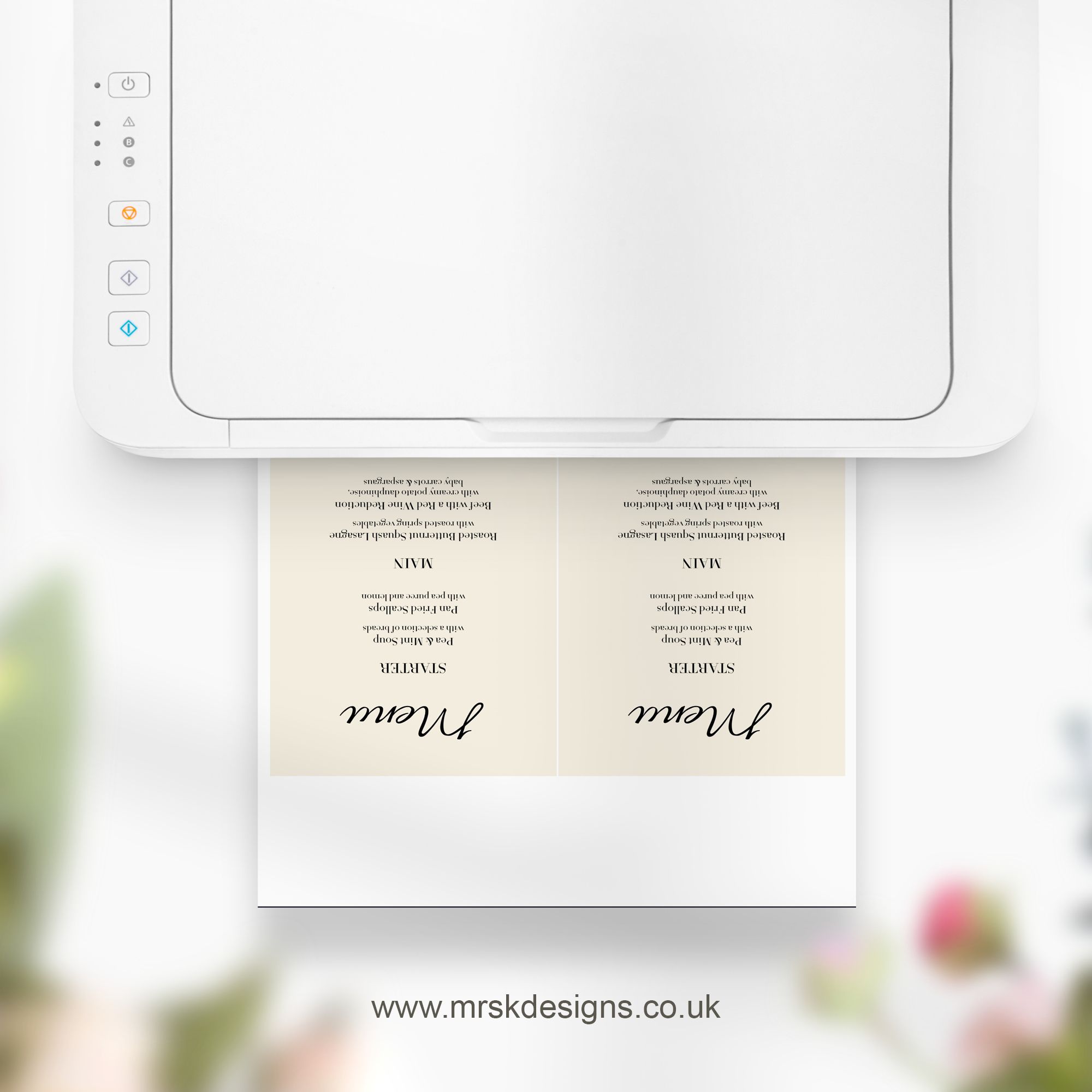 Editable wedding invitation print-at-home template, featuring a yellow floral design package