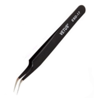 Tweezers ESD-17 (Vetus) for Eyelash Extensions (Black Vetus) Stainless Steel