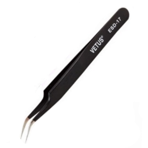 Tweezers ESD-17 (Vetus) for Eyelash Extensions (Black Vetus) Stainless Stee