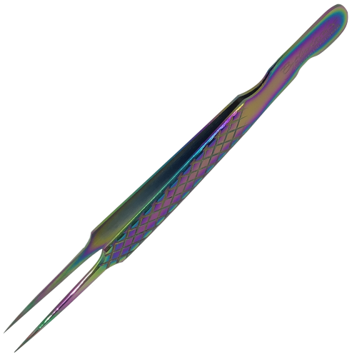 Diamond Grip Straight Fine Point Tweezers for Classic Lashes (Isolation or 